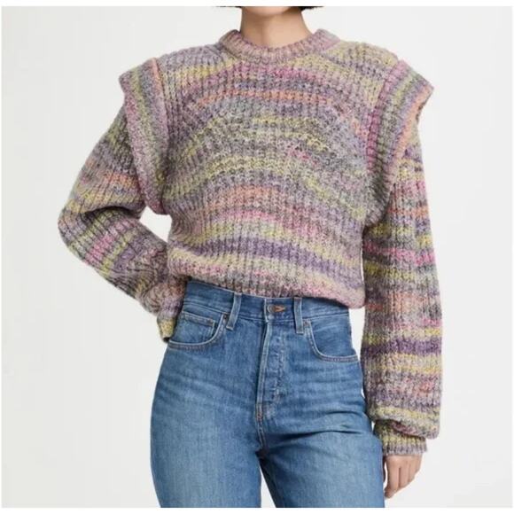Moon River Multicolor Wool Blend Sweater Puff Sleeve Size Small - Picture 1 of 6